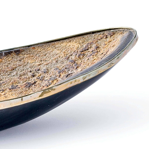 Elongated Horn Dish With Brass Trim
